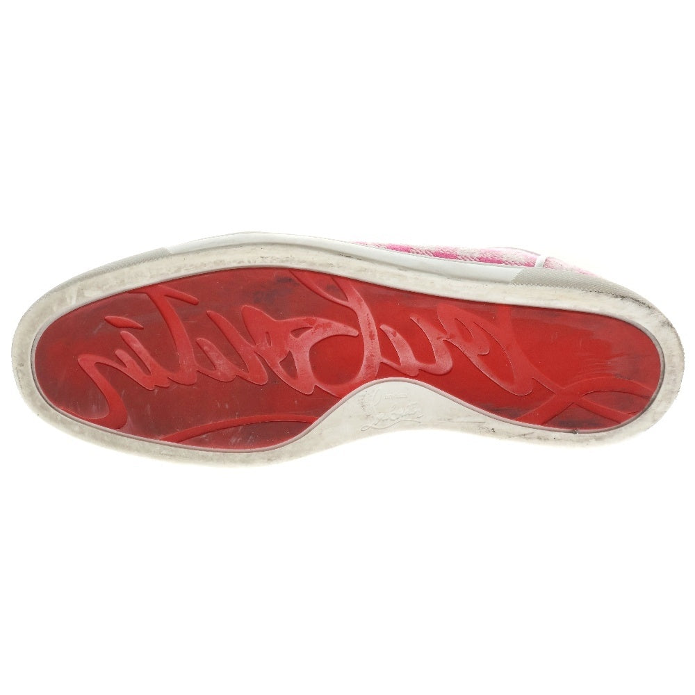 CHRISTIAN LOUBOUTIN(クリスチャンルブタン) RANTUS ORLATO FLAT キャンバス ツイード チェック ハイカットスニーカー ピンク