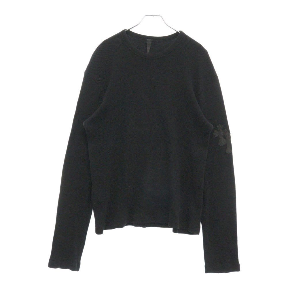 CHROME HEARTS(クロムハーツ) Y NOT Cross Ptchs Thermal Crew L/S Tee ワイノット クロスパッチ サーマル長袖Tシャツ ブラック