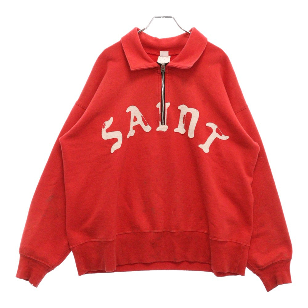 SAINT MICHAEL(セントマイケル) 24SS HALF ZIP SWEAT SM-YS8-0000-033 ハーフジップスウェットトレーナー レッド