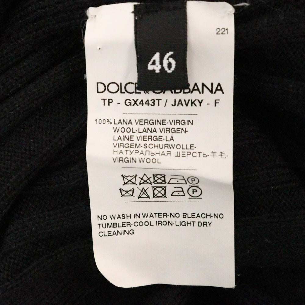 DOLCE & GABBANA(ドルチェアンドガッバーナ) Vネックハイゲージニットセーター GX443T JAVKY ブラック