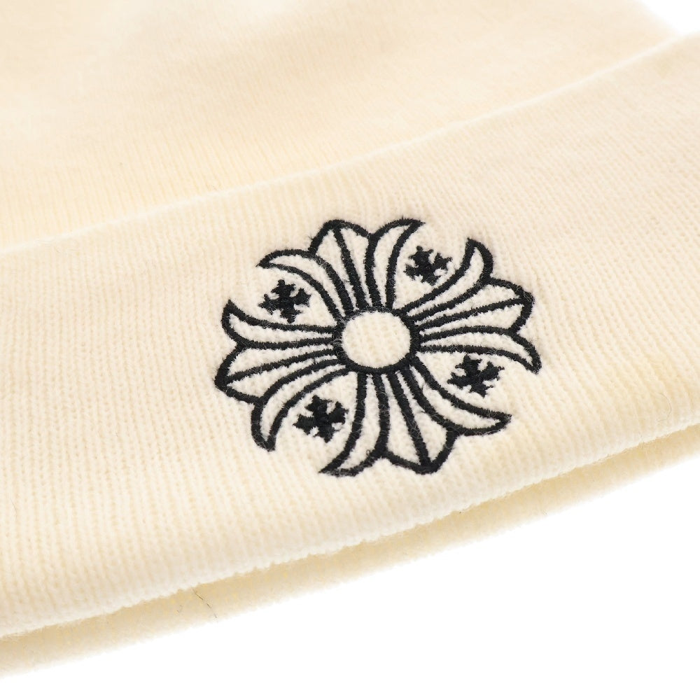 CHROME HEARTS(クロムハーツ) WOOL WATCH CAP ウールワッチキャップ CHプラス刺繍 アクリルビーニー ニットキャップ 帽子 ホワイト