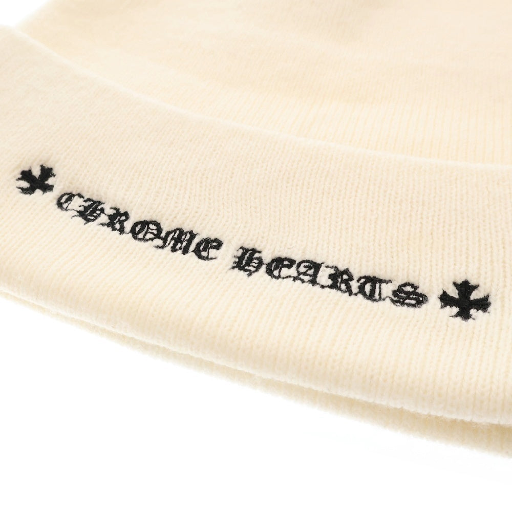 CHROME HEARTS(クロムハーツ) WOOL WATCH CAP ウールワッチキャップ CHプラス刺繍 アクリルビーニー ニットキャップ 帽子 ホワイト