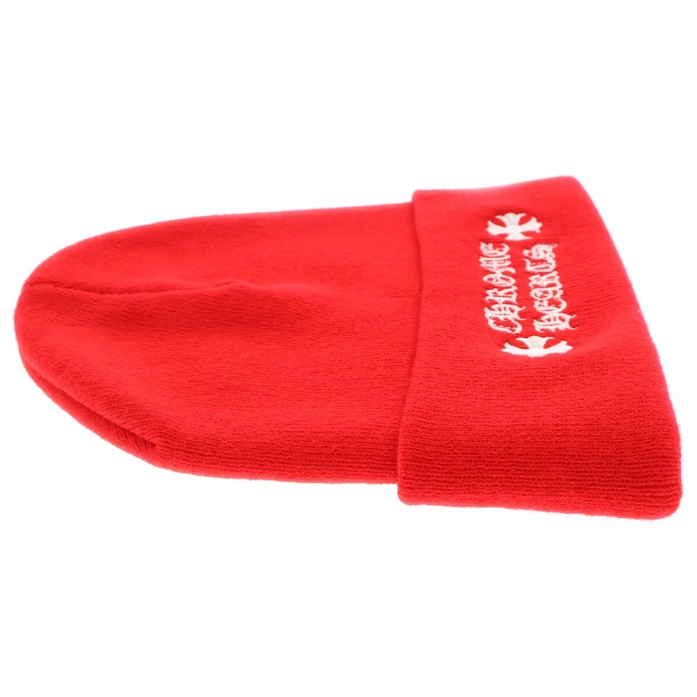 CHROME HEARTS(クロムハーツ) WOOL WATCH CAP ウールワッチキャップ ロゴ刺繍 アクリルビーニー ニットキャップ 帽子 レッド