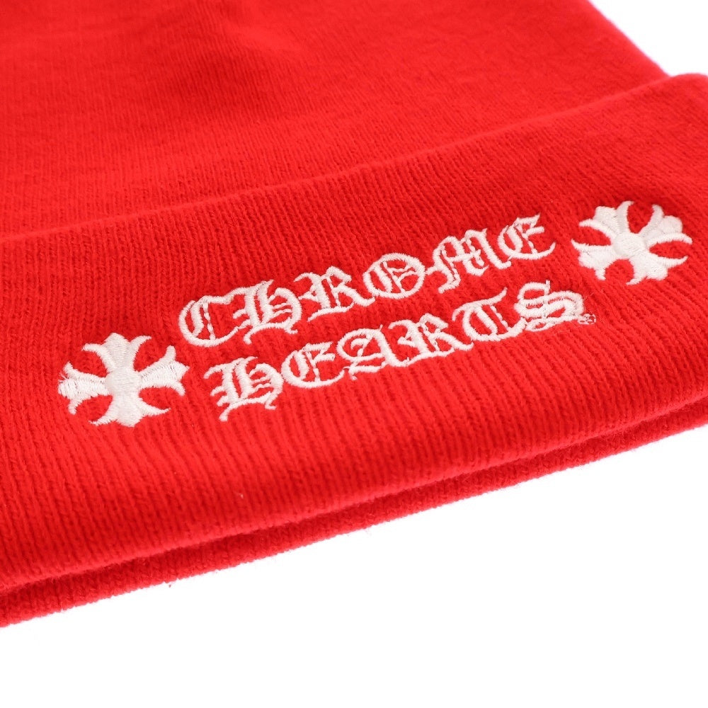 CHROME HEARTS(クロムハーツ) WOOL WATCH CAP ウールワッチキャップ ロゴ刺繍 アクリルビーニー ニットキャップ 帽子 レッド