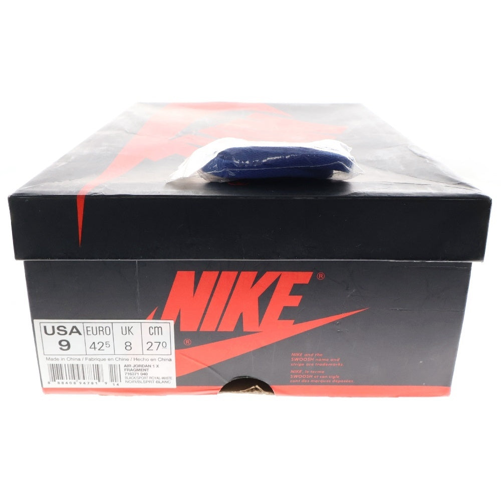 NIKE(ナイキ) ×fragment design RETRO HIGH OG 716371-040 フラグメントデザイン エアジョーダン1 レトロ ハイカットスニーカー ブラック/ブルー US9/27.0cm