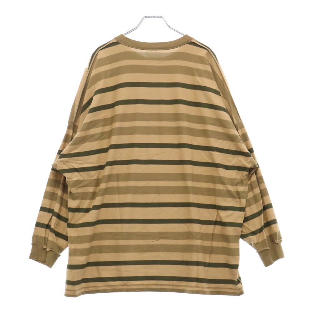 WTAPS(ダブルタップス) 22SS JAM 01 LS COTTON 221ATDT-CSM30 ロゴ刺繍 ボーダー 長袖Tシャツ カットソー ベージュ/カーキ