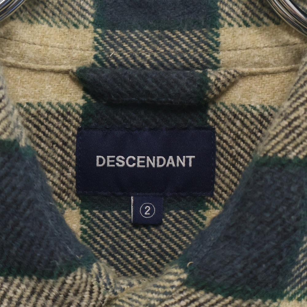 DESCENDANT(ディセンダント) チェック 長袖 フランネルシャツ ベージュ/ネイビー