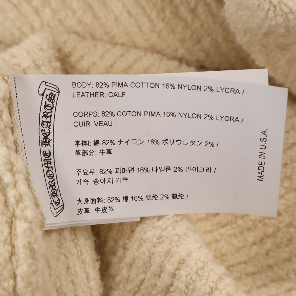 CHROME HEARTS(クロムハーツ) WAITING ROOM HD PLVR CSHMR レザー クロス パッチ カシミヤ ニット プルオーバーパーカー べージュ