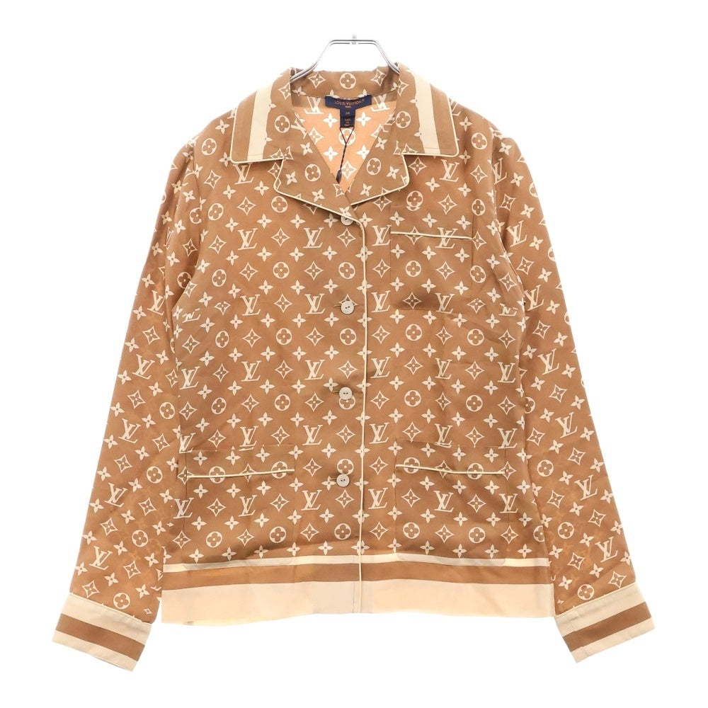 LOUIS VUITTON(ルイヴィトン) 22AW L/S Pajama Shirt W/Pocket モノグラム フロントポケット シルク長袖パジャマシャツ ベージュ/クリーム レディース RW231D TR0 FOTP06