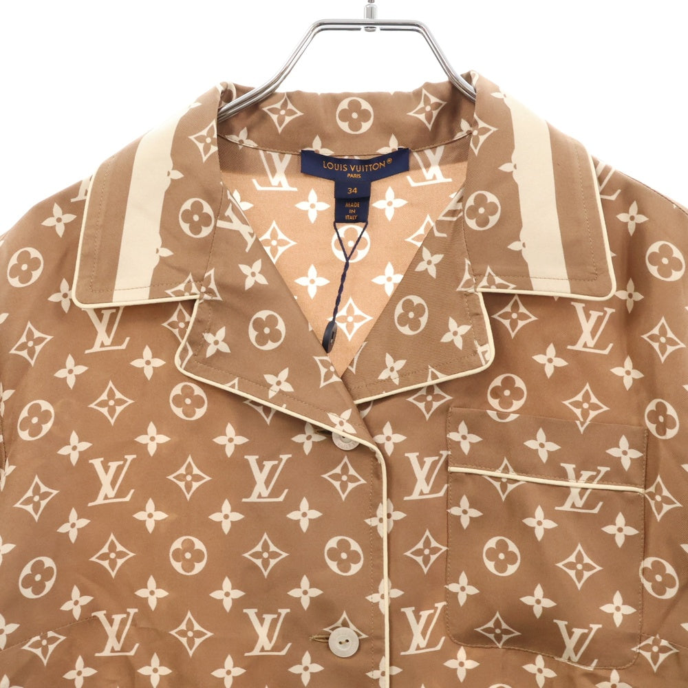 LOUIS VUITTON(ルイヴィトン) 22AW L/S Pajama Shirt W/Pocket モノグラム フロントポケット シルク長袖パジャマシャツ ベージュ/クリーム レディース RW231D TR0 FOTP06