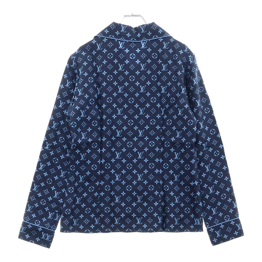 LOUIS VUITTON(ルイヴィトン) 22AW L/S Pajama Shirt W/Pocket モノグラム フロントポケット シルク長袖パジャマシャツ ネイビー/ブルー レディース RW222W PR0 FNBL50