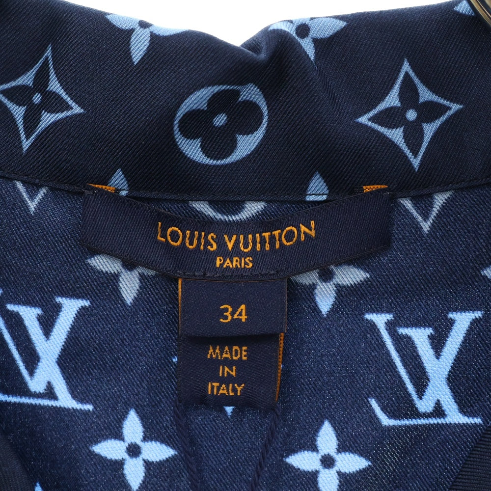 LOUIS VUITTON(ルイヴィトン) 22AW L/S Pajama Shirt W/Pocket モノグラム フロントポケット シルク長袖パジャマシャツ ネイビー/ブルー レディース RW222W PR0 FNBL50