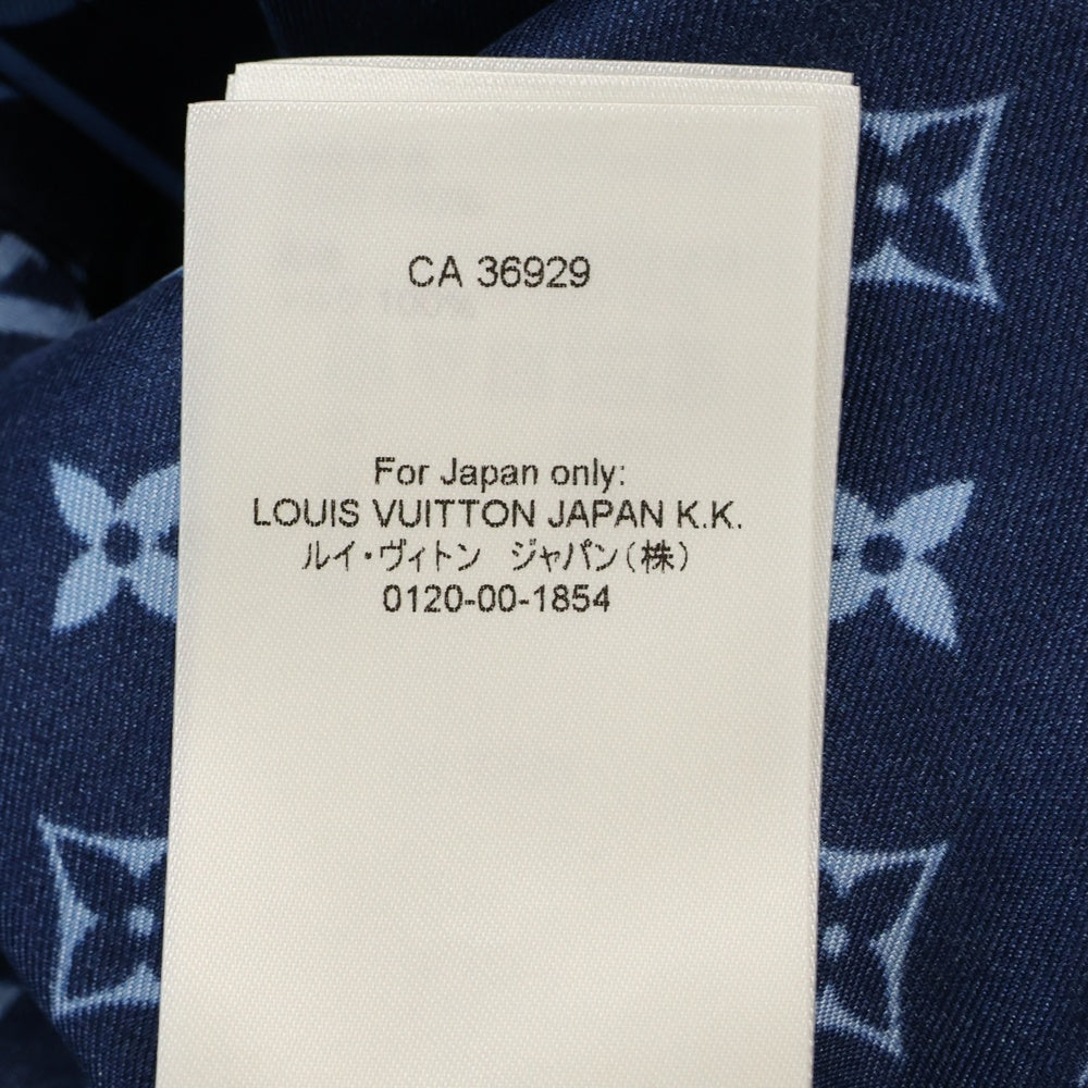 LOUIS VUITTON(ルイヴィトン) 22AW L/S Pajama Shirt W/Pocket モノグラム フロントポケット シルク長袖パジャマシャツ ネイビー/ブルー レディース RW222W PR0 FNBL50