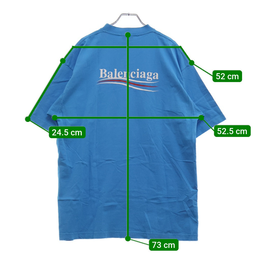 BALENCIAGA(バレンシアガ) Political Campaign Logo T-Shirt 641675 TNVG5 キャンペーンロゴ 半袖Tシャツ ブルー