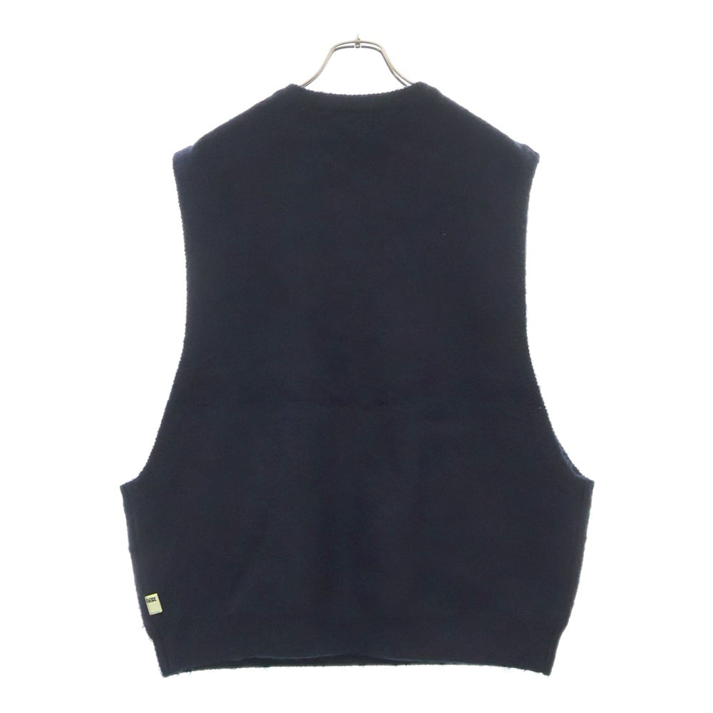 SSZ(エスエスズィー) 22AW MOHAIR VEST 11-06-0007-156 モヘヤ ウール混 Vネック ニット ベスト ネイビー