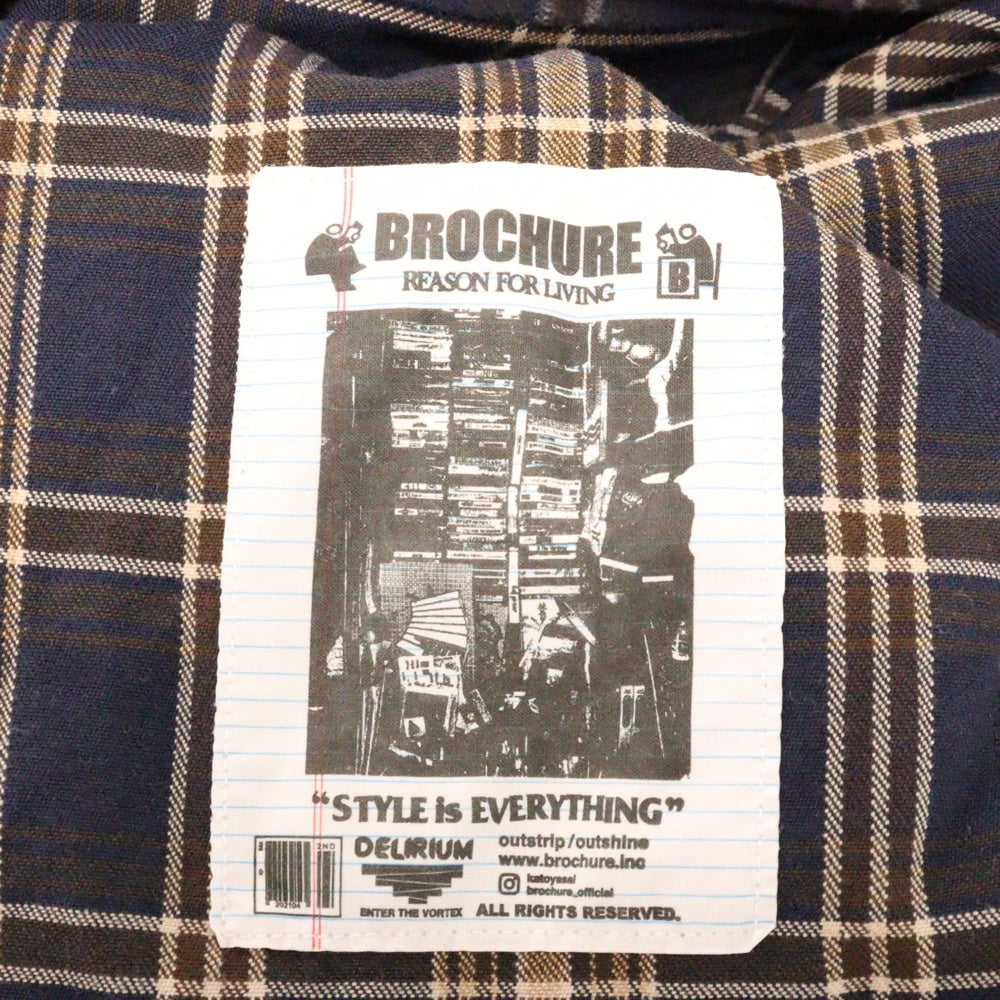 BROCHURE(ブロシュアー) WORKNEL SHIRTS 222-10 チェック 長袖 フランネルシャツ ネイビー/ブラウン