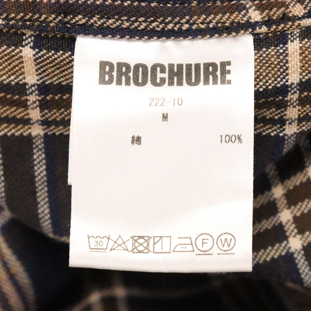 BROCHURE(ブロシュアー) WORKNEL SHIRTS 222-10 チェック 長袖 フランネルシャツ ネイビー/ブラウン