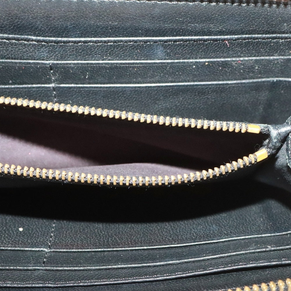 Chloe(クロエ) リボン ゴールド金具 ジップ レザー 長財布 ブラック レディース