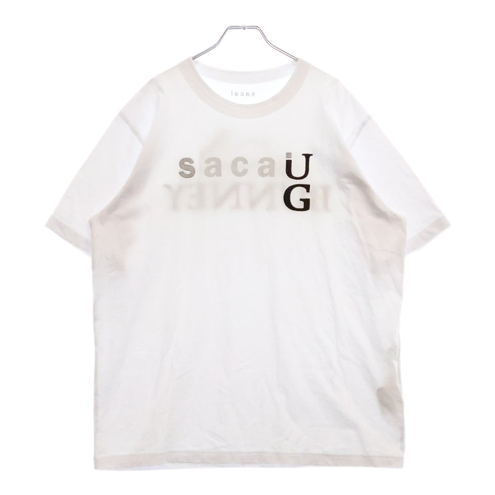 Sacai(サカイ) 24SS ×BUNNEY ×EUG Print T-Shirt 24-0903S ロゴ刺繍 プリント半袖Tシャツ ホワイト