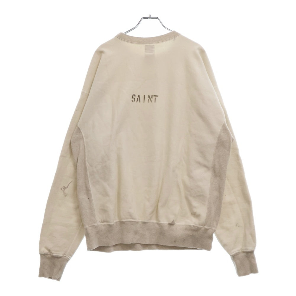 SAINT MICHAEL(セントマイケル) 22SS SWEAT SHIRT COLLEGE SM-S22-0000-039 ヴィンテージ加工スウェットトレーナー グレー