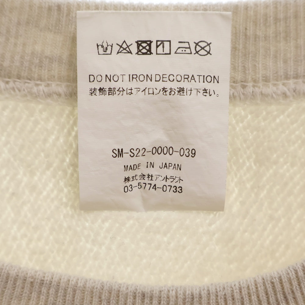 SAINT MICHAEL(セントマイケル) 22SS SWEAT SHIRT COLLEGE SM-S22-0000-039 ヴィンテージ加工スウェットトレーナー グレー