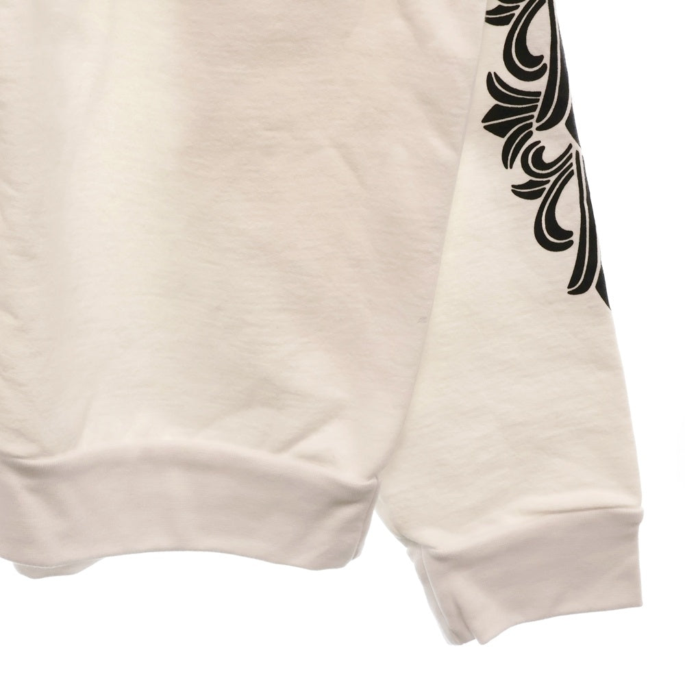 CHROME HEARTS(クロムハーツ) Horseshoe Crewneck Sweatshirt ホースシュープリント 袖フローラル クルーネックスウェットトレーナー ホワイト