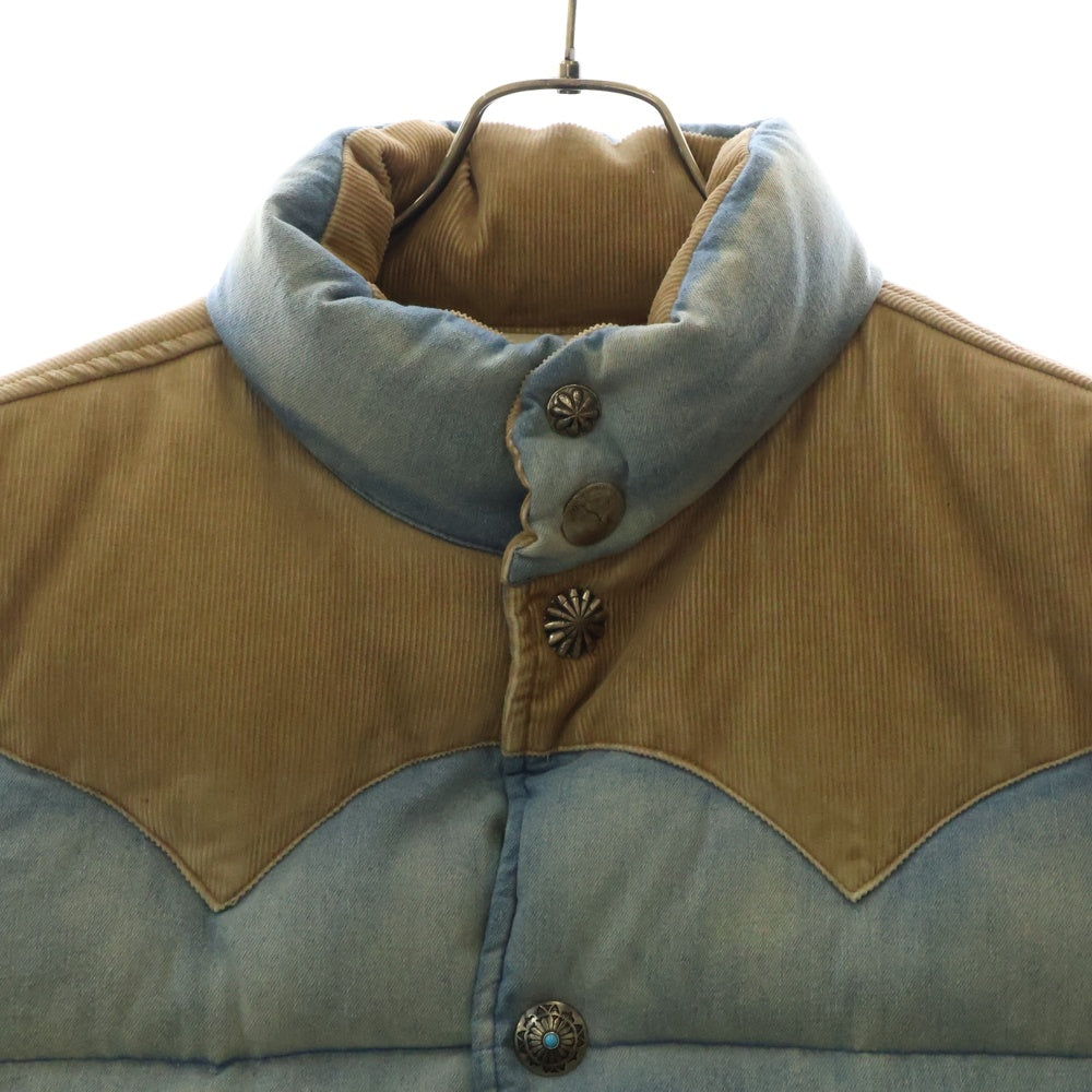 RON HERMAN(ロンハーマン) DENIM DOWN VEST 2420400092 コンチョボタン デニム ダウンベスト インディゴ