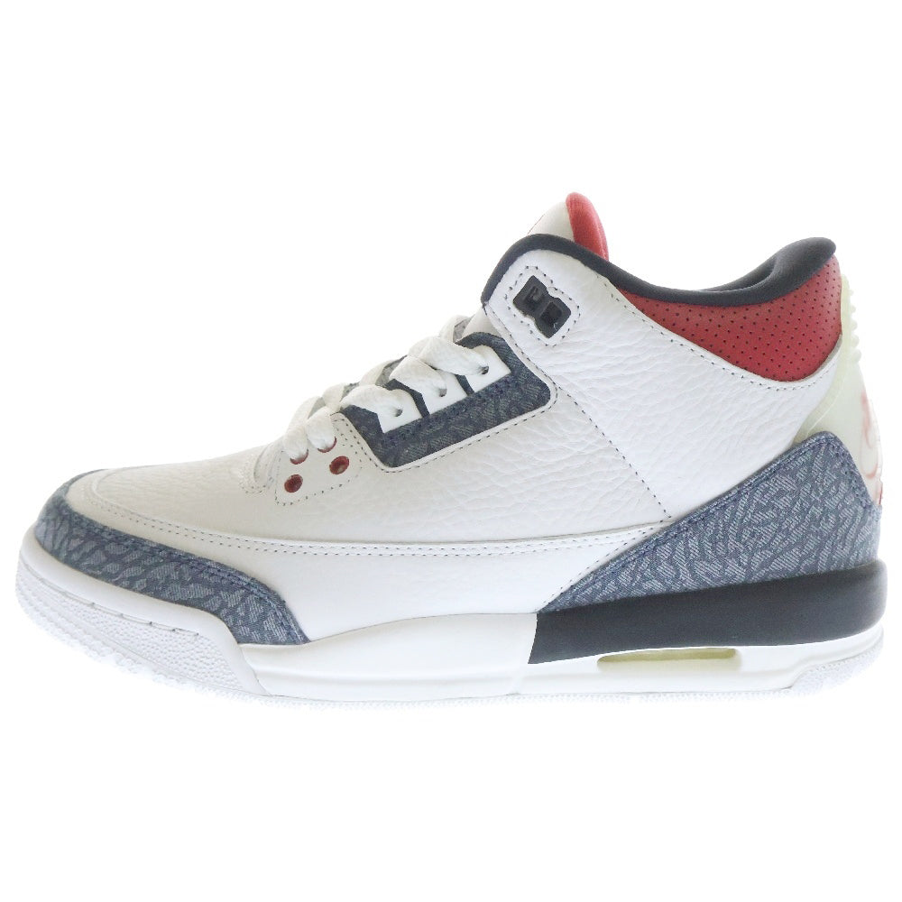 NIKE(ナイキ) AIR JORDAN 3 RETRO SE-T GS Fire Red Denim DB4169-100 エアジョーダン 3 レトロ ファイヤーレッド デニム ハイカットスニーカー ホワイト US6Y/24.0cm