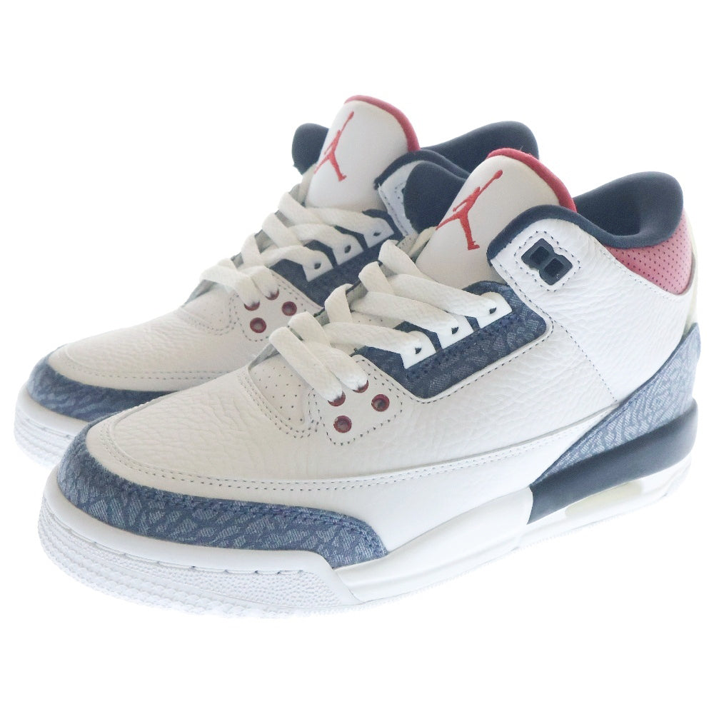 NIKE(ナイキ) AIR JORDAN 3 RETRO SE-T GS Fire Red Denim DB4169-100 エアジョーダン 3 レトロ ファイヤーレッド デニム ハイカットスニーカー ホワイト US6Y/24.0cm