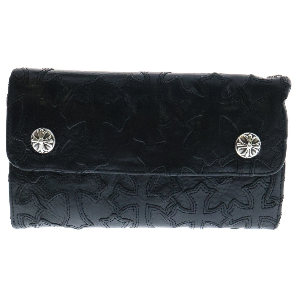 CHROME HEARTS(クロムハーツ) CROSS PATCH WAVE WALLET クロスパッチウェーブウォレット 長財布 ブラック