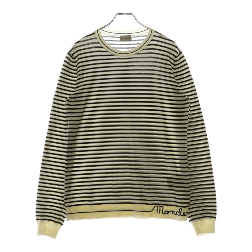 MONCLER(モンクレール) GIROCOLLO TRICOT H10939C00010 M1594 ボーダーニットセーター ホワイト/ブラック