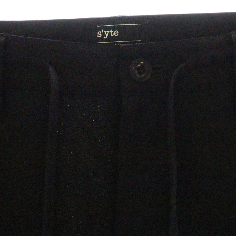 s'yte(サイト) ウール混 ワイド スラックス トラウザーパンツ ブラック UD-P40-132