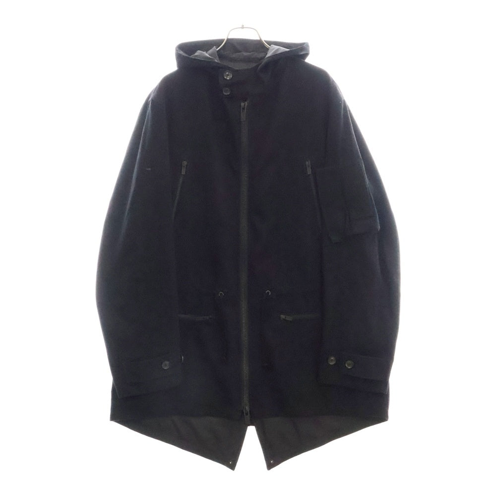 Yohji Yamamoto POUR HOMME(ヨウジヤマモト プールオム) ×Lamborghini Embroidery Coat HR-C50-898 ランボルギーニ プリント ジップアップ フード コート ブラック