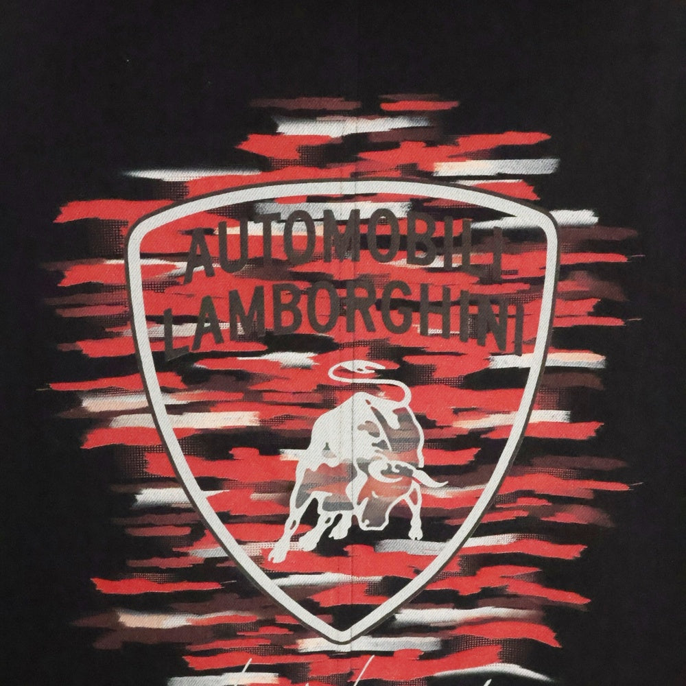 Yohji Yamamoto POUR HOMME(ヨウジヤマモト プールオム) ×Lamborghini Embroidery Coat HR-C50-898 ランボルギーニ プリント ジップアップ フード コート ブラック