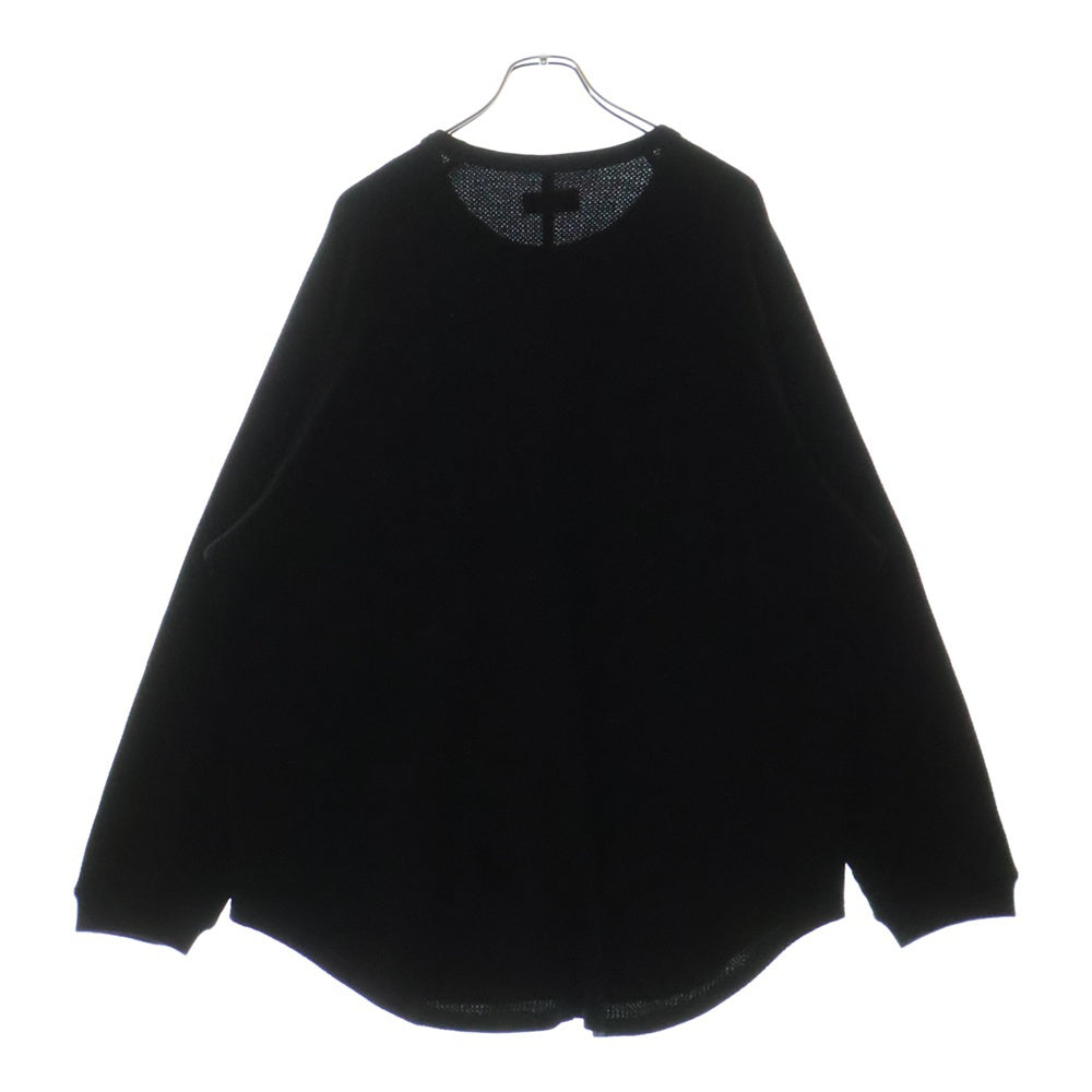 s'yte(サイト) オーバーサイズ ワッフル サーマル クルーネック長袖Tシャツ カットソー ブラック UU-T04-920