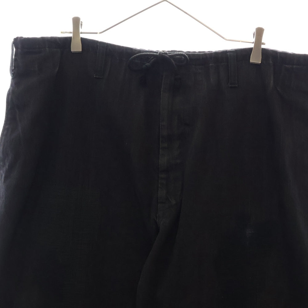 Yohji Yamamoto POUR HOMME(ヨウジヤマモト プールオム) 17SS リペア加工 テーパード ワイドデニムヒモパンツ ブラック HD-P10-033