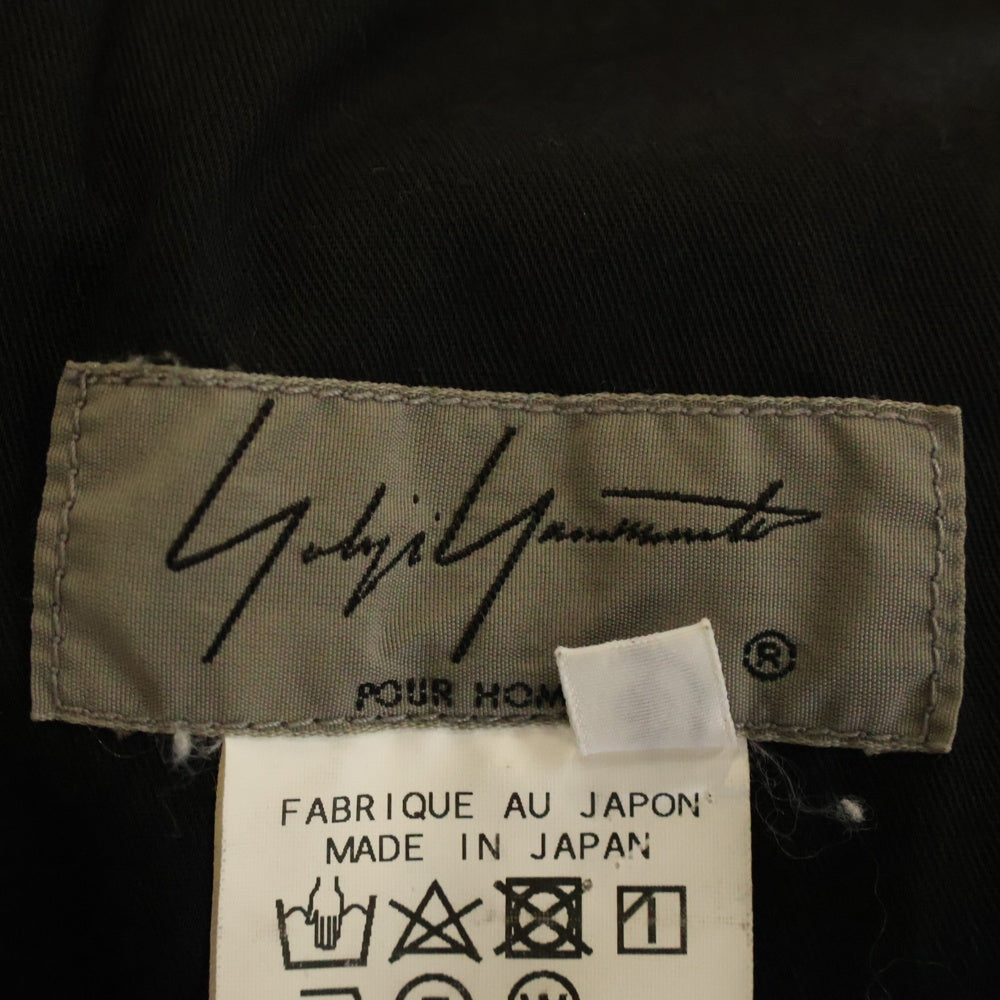 Yohji Yamamoto POUR HOMME(ヨウジヤマモト プールオム) 17SS リペア加工 テーパード ワイドデニムヒモパンツ ブラック HD-P10-033