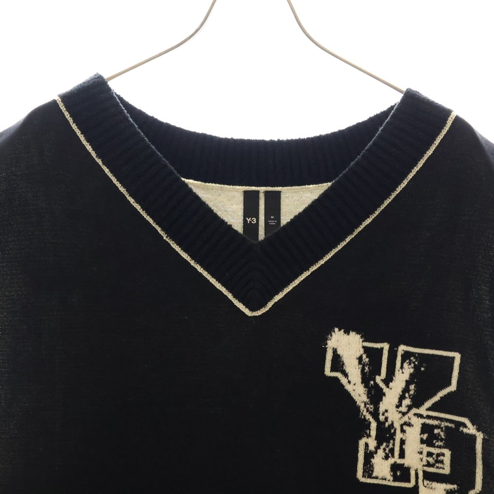 Y-3(ワイスリー) LOGO KNIT VEST IL4619 Vネック ロゴ ニットベスト ブラック