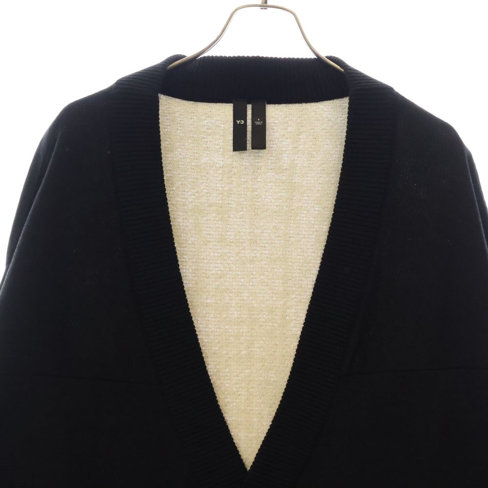 Y-3(ワイスリー) LOGO KNIT LOOSE FIT CARDIGAN H44809 Vネック ロゴ ニットカーディガン ブラック