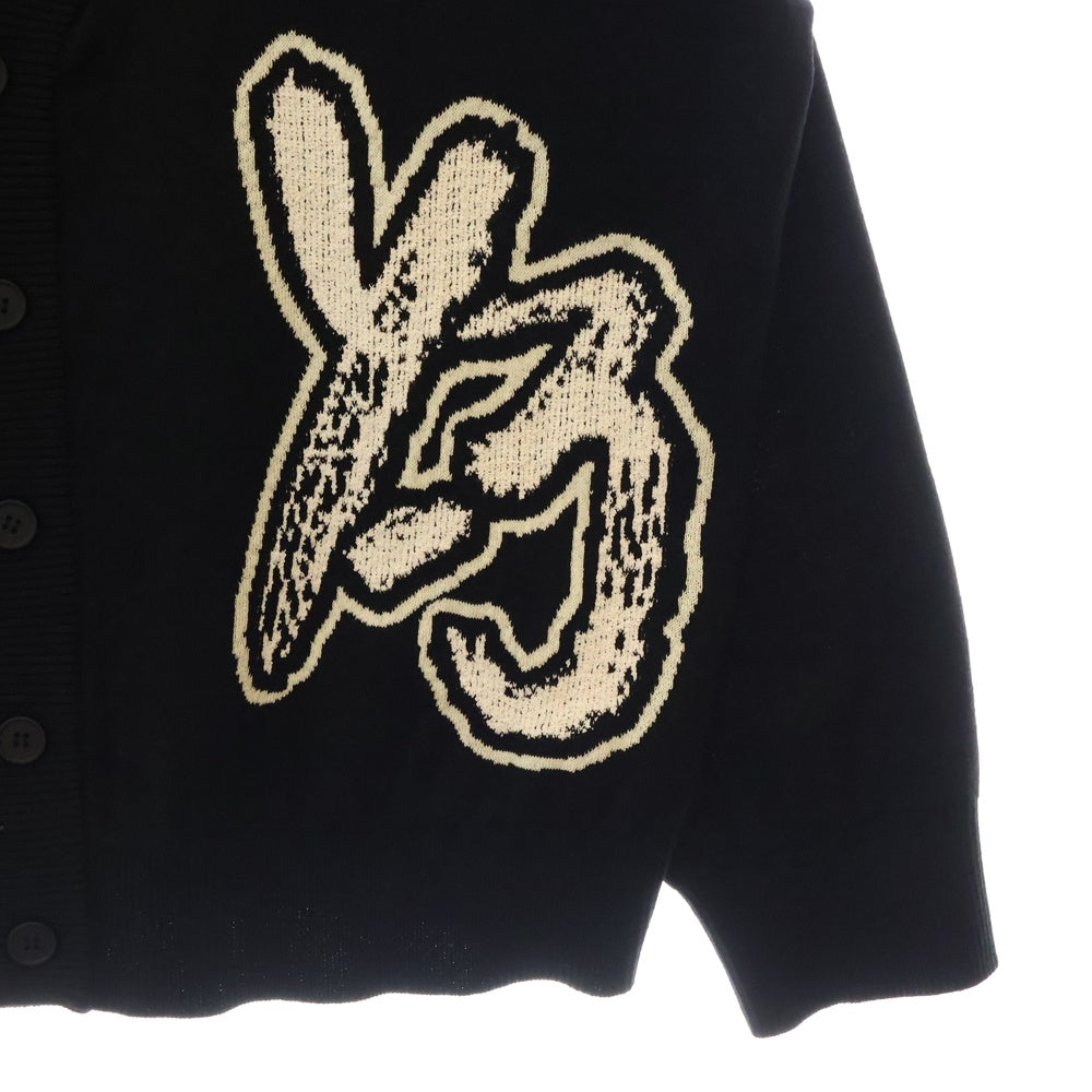 Y-3(ワイスリー) LOGO KNIT LOOSE FIT CARDIGAN H44809 Vネック ロゴ ニットカーディガン ブラック