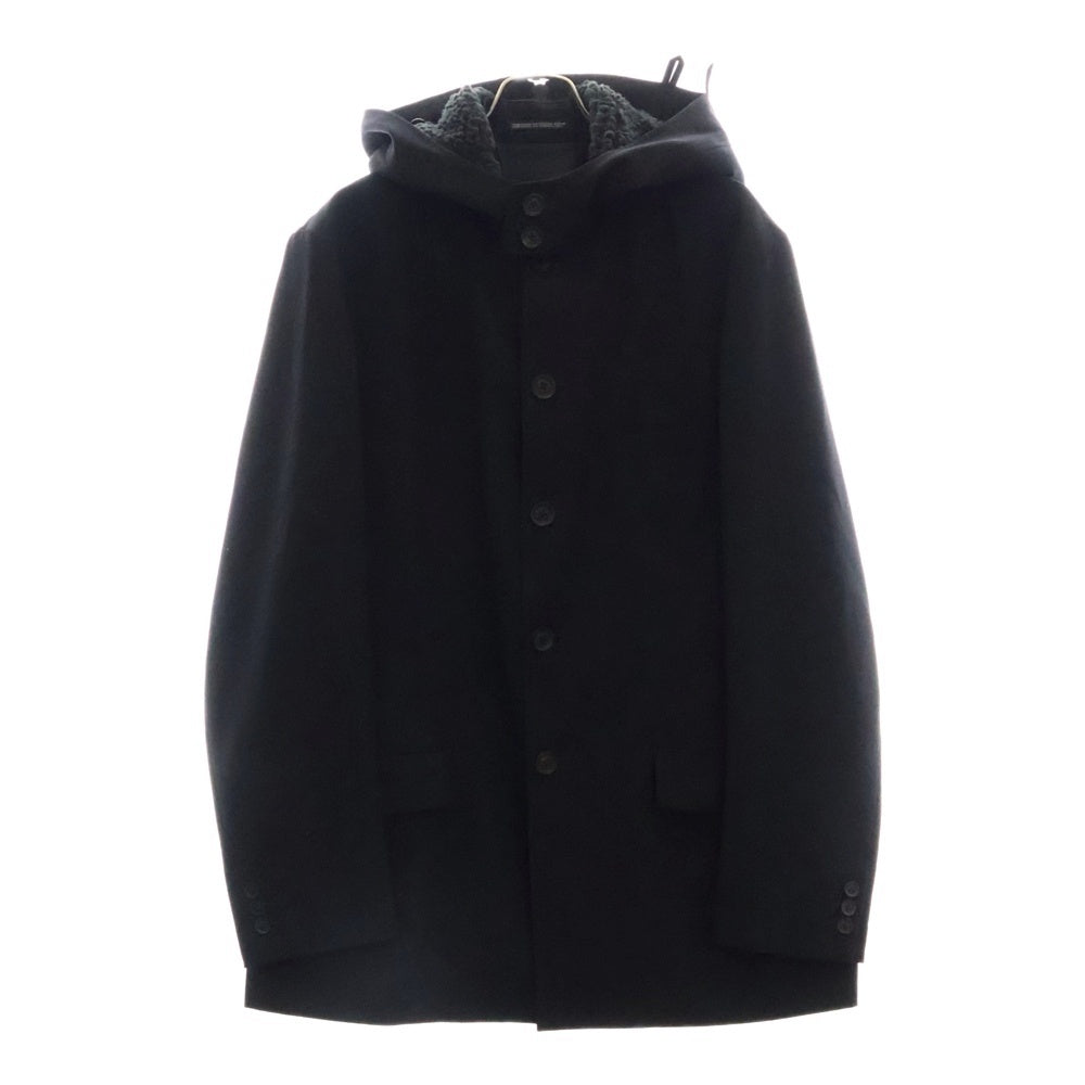 Yohji Yamamoto POUR HOMME(ヨウジヤマモト プールオム) ウール ボアフードジャケット ブラック HX-J17-100