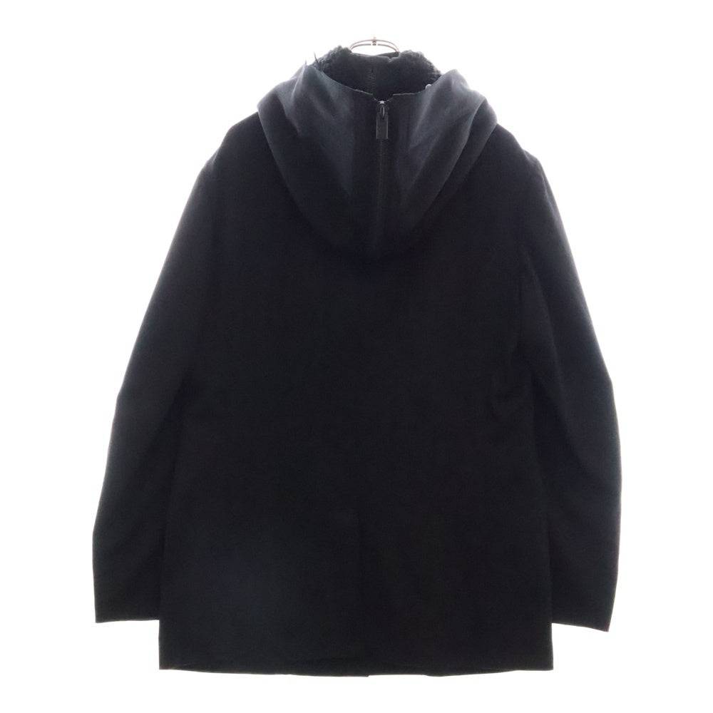 Yohji Yamamoto POUR HOMME(ヨウジヤマモト プールオム) ウール ボアフードジャケット ブラック HX-J17-100