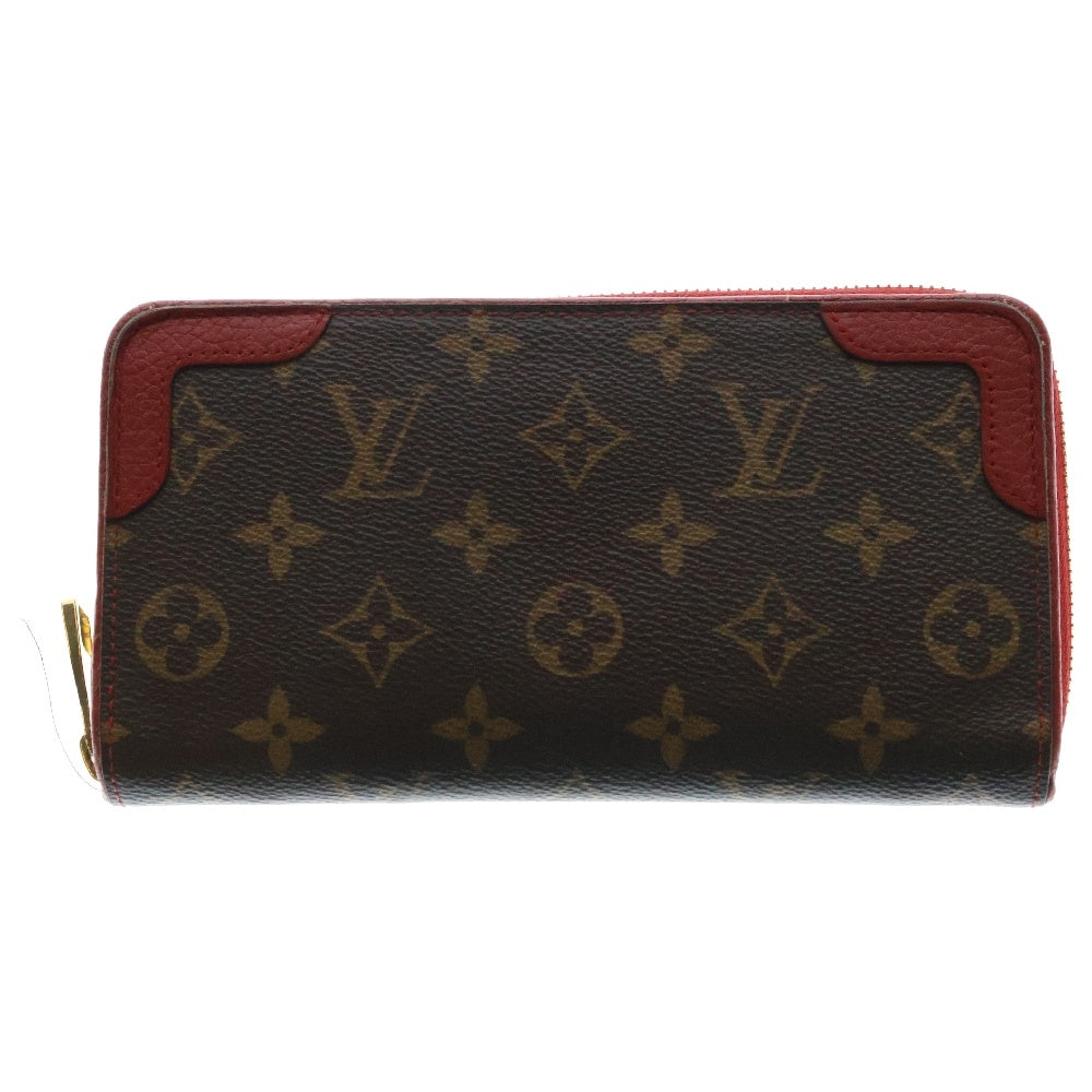 LOUIS VUITTON(ルイヴィトン) モノグラム ジッピー ウォレット レティーロ レザー ウォレット 長財布 ブラウン/レッド レディース M61854