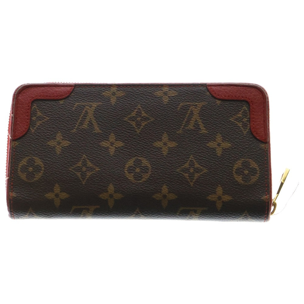 LOUIS VUITTON(ルイヴィトン) モノグラム ジッピー ウォレット レティーロ レザー ウォレット 長財布 ブラウン/レッド レディース M61854