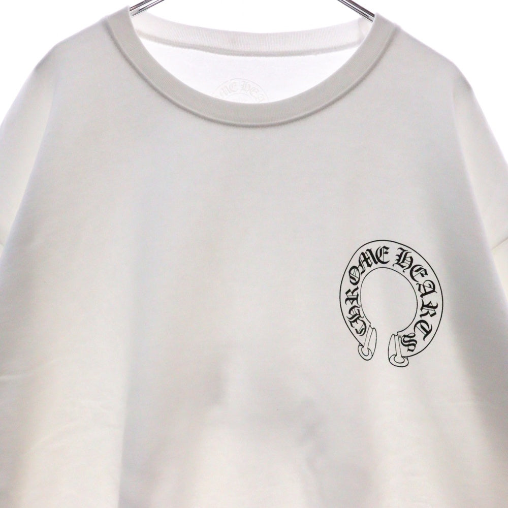 CHROME HEARTS(クロムハーツ) Horseshoe Crewneck Sweatshirt ホースシュープリント 袖フローラル クルーネックスウェットトレーナー ホワイト