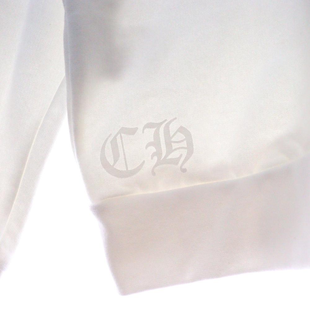 CHROME HEARTS(クロムハーツ) Horseshoe Crewneck Sweatshirt ホースシュープリント 袖フローラル クルーネックスウェットトレーナー ホワイト