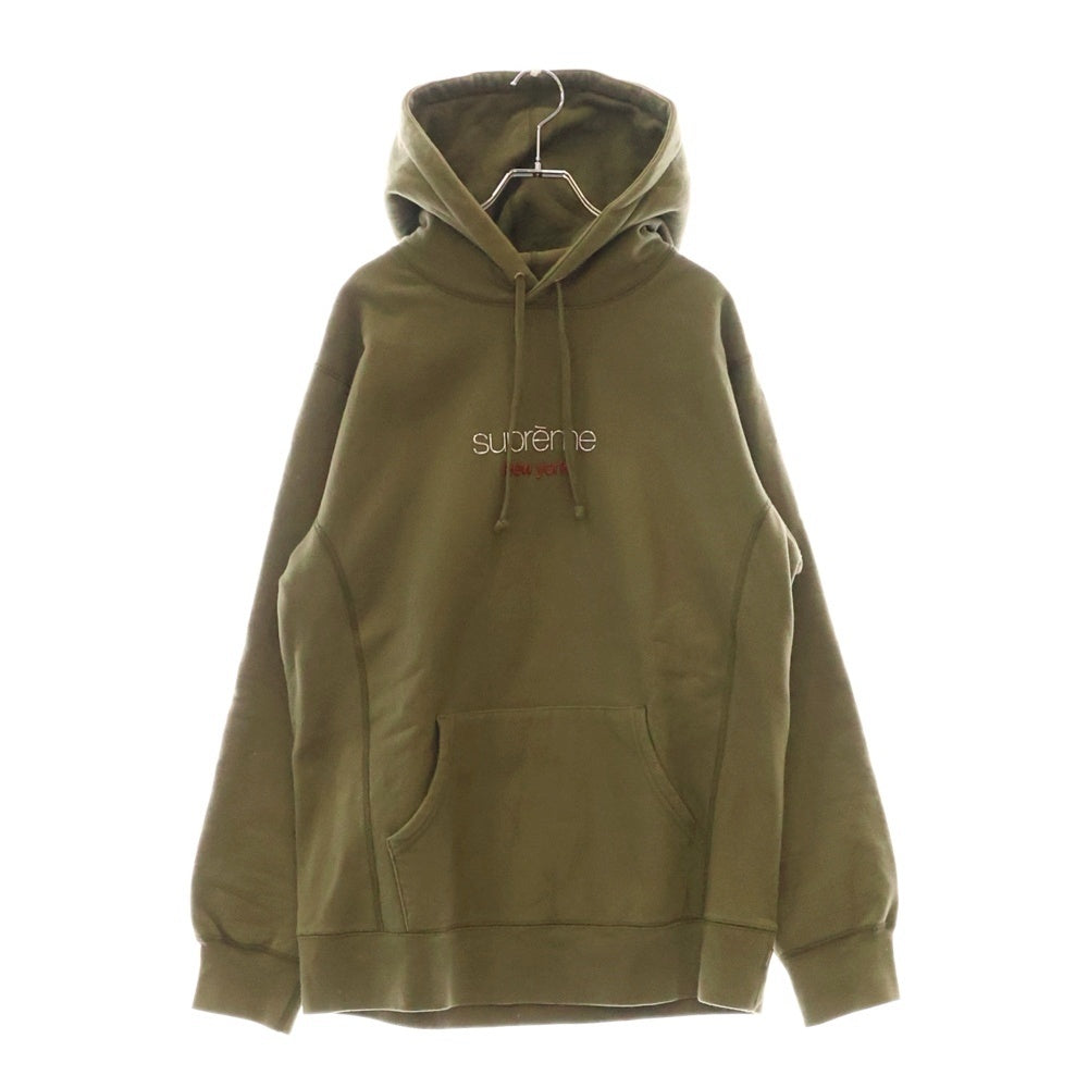 SUPREME(シュプリーム) 16AW Chrome Classic Logo Hooded Sweatshirt クローム クラシックロゴ フーデッドスウェットシャツ プルオーバー パーカー フーディ カーキ