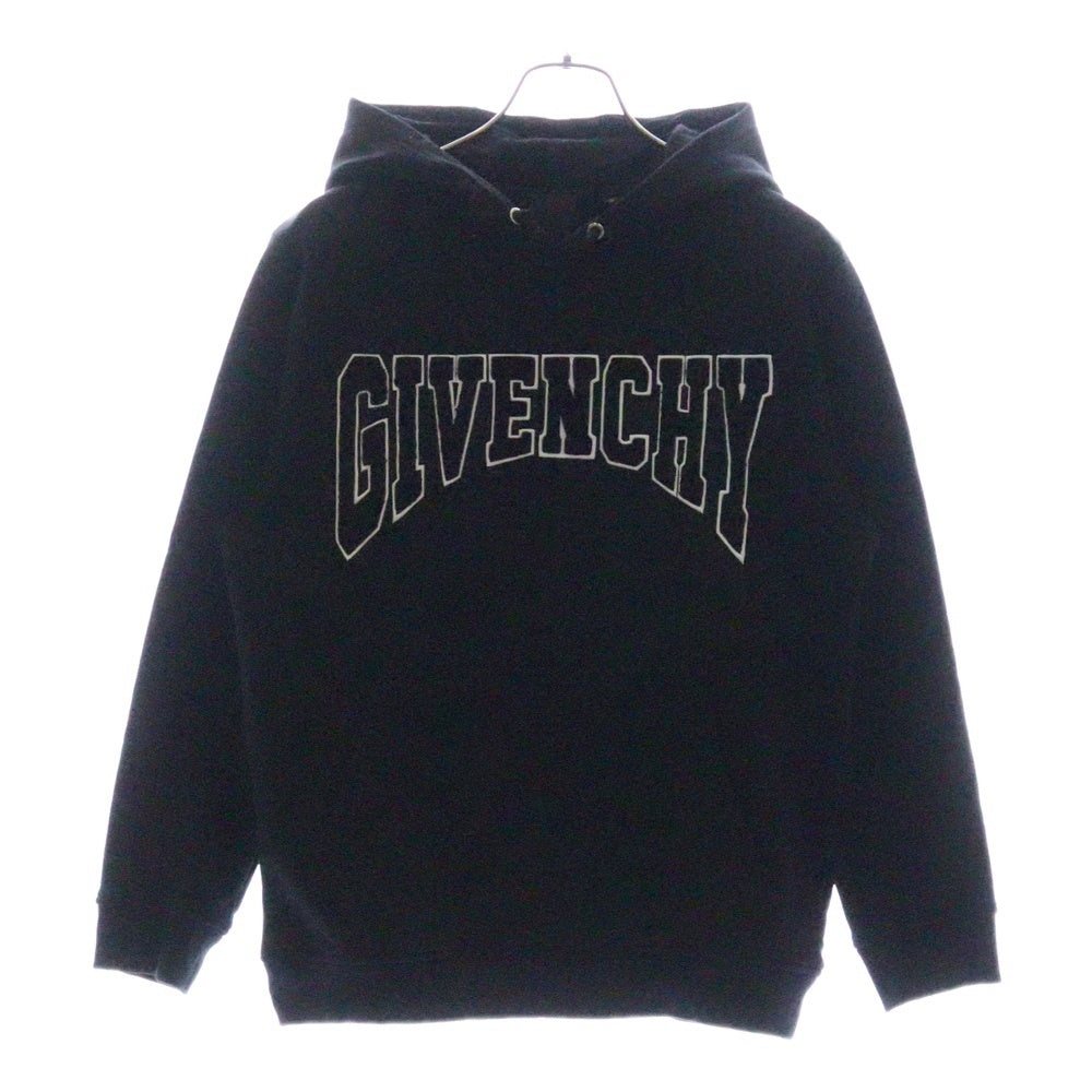 GIVENCHY(ジバンシィ) 23AW アップリケ フロントロゴ刺繍 プルオーバーパーカー フーディー ブラック キッズ H25475