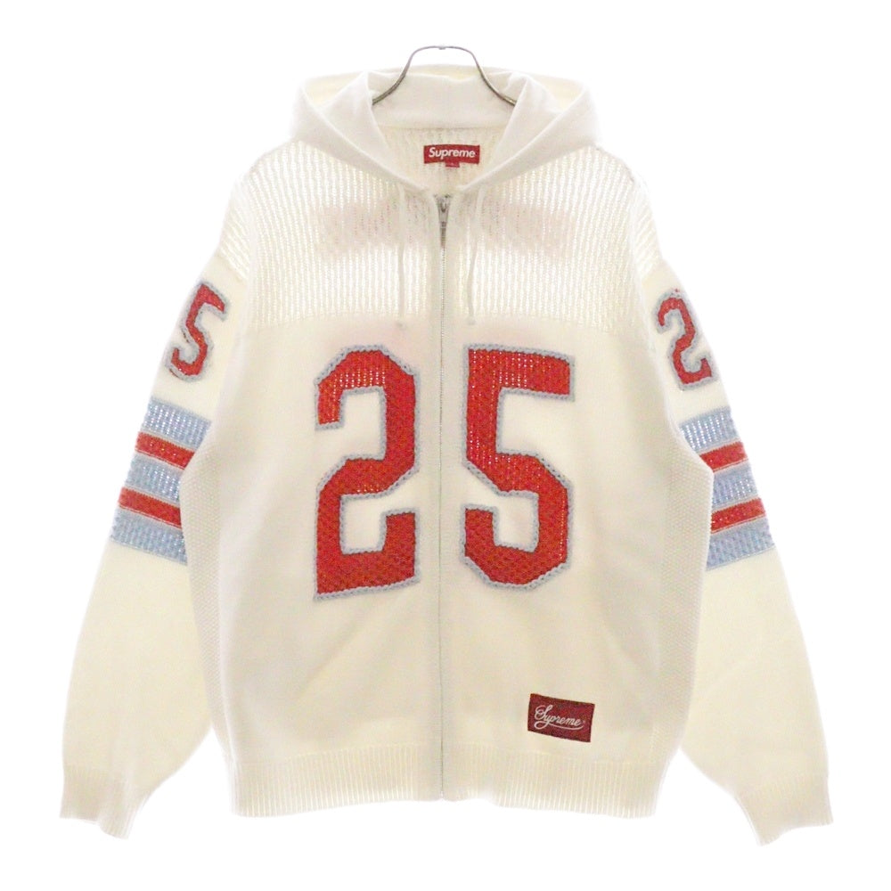 SUPREME(シュプリーム) 25SS Sport Zip Up Hooded Sweater ナンバリング ジップアップジャケット ニット フーディ ホワイト