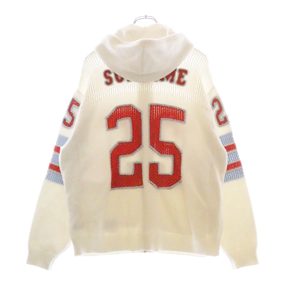 SUPREME(シュプリーム) 25SS Sport Zip Up Hooded Sweater ナンバリング ジップアップジャケット ニット フーディ ホワイト